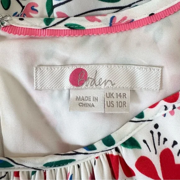 Boden Victoria Midi Dress in Floral Garden Party, Contrasting Belt Size 10 - Picture 13 of 16